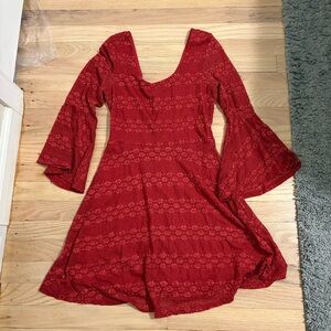 Red Bell Sleeve Dress